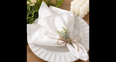 Set van 4 Stoffen Servetten – Wit – 40x40cm Katoen Linnen Blend – Luxe Herbruikbare Stoffen Servetten voor Tafel, Bruiloft, Feest, Restaurant & Speciale Gelegenheden – Elegante Klassieke Tafeldecoratie
