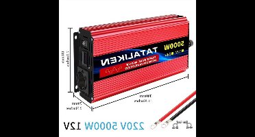 Spanningsomvormer – Omvormer – Inverter – Stroomomzetter – Converter – 12V Naar 220V – Zuivere Sinusgolf – 5000W Piekvermogen – Aluminium Behuizing Met Datadisplay