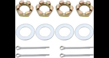2 Sets Trailer Moer Kit 1 "Koolstofstalen as Wasmachines 5,8 cm Lange Splitpennen Compatibel met 1" As Spindel voor Trailer RV Boot