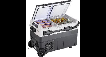 Auto Koelbox - Compressor Koelbox - Compressor Koelkast - Koelbox - 50L- Dual Zone - Mini Vriezer - -20°C tot 20°C - 12V/24V & 230V - Met Wielen & Handvat - Voor Auto - Camper - en Camping