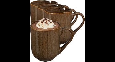 Mica Decorations Koffiemok / theemok Nusa - 12x - bruin - 220 ml - mokken - keramiek