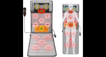 Massagemat voor het hele lichaam - Met 20 verwarmde nekshiatsu-massagekoppen, multifunctionele elektrische verwarmde massagestoel voor verlichting van rug-, lenden- en spierpijn