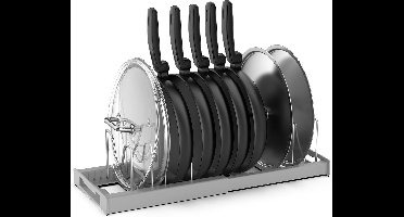 Dekselhouder-pannenrek-uitbreidbaar voor lade - pannenorganizer met 7 verstelbare verdelers, voor deksels en pannen - grijs