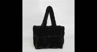 Pluche damestassen, schoudertas met grote capaciteit, zachte pluche casual wintermode reistassen, Zwart