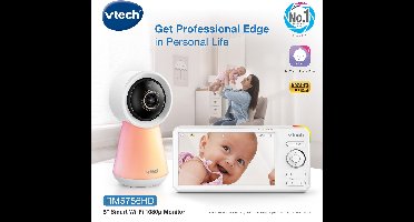Babyfoon Vtech smart babyfoon RM5756, Wifi camera, Baby app, 1080P, nachtlamp, lokale opname