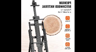 Schildersbok – Schildersezel – Kunstenaars Ezels – H-frame Ezels – Beukenhouten Ezels – Verstelbare Canvashouder – Geschikt Tot 196 cm Hoogte
