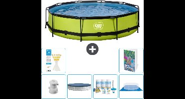 EXIT Rond Lime Frame Zwembad - 360 x 76 cm - Inclusief Pomp Afdekzeil - Onderhoudspakket - Grondzeil - 7-delig