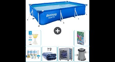 Bestway Rechthoekig Steel Pro Zwembad - 300 x 201 x 66 cm - Blauw - Inclusief Onderhoudspakket - Solarzeil - Warmtepomp - Zwembadfilterpomp - 7-delig