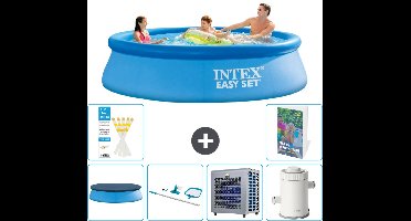 Intex Rond Opblaasbaar Easy Set Zwembad - 305 x 76 cm - Blauw - Inclusief Afdekzeil - Schoonmaakset - Warmtepomp - Zwembadfilterpomp - 7-delig