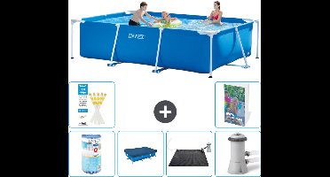 Intex Rechthoekig Frame Zwembad - 300 x 200 x 75 cm - Blauw - Inclusief Filter - Afdekzeil - Solar Mat - Zwembadfilterpomp - 7-delig