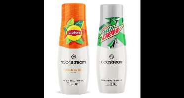 SodaStream Lipton Peach Serie - Verfrissende Syrup Set - Brzoskwinia & Mountain Dew Zero