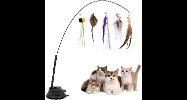 Interactief kattenspeelgoed voor zelfvermaak - Antislip zuignap, zelfvermaak voor binnen- en buitenjachttraining, speelhengel voor katten