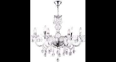 Kroonluchter kristallen hangende hanglamp eetkamer, chroom, 6x E14, DxH 61 x 166 cm