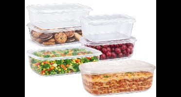 Plasticforte Vershoudbakjes set Classic - 6x stuks - vriezer en magnetron - kunststof - diverse maten - 1200-1800-2500-3000 ml - nestbaar