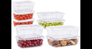 Plasticforte Vershoudbakjes set Classic - 9x stuks - vriezer en magnetron - kunststof - diverse maten - 500-800-1200-1800 ml - nestbaar