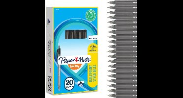 Paper Mate InkJoy 100RT-balpennen met drukknop | Medium punt (1,0 mm) | Zwart | 20 stuks