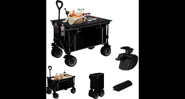 Tuinkar – Opvouwbare - Wagen - Strand - Bolder - Boodschappen - Transport - met Verwijderbare Plateau – Heavy-duty - Draagbare Trolley - Draagvermogen 120 kg - Blauw