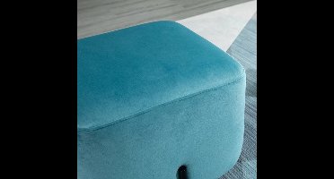 Poef – Voetenkruk – Hocker – Zitkussen – Voetenbankje – Polyester Bekleding – Metalen Frame – 44,5x44,5x41,5 cm – Comfortabel & Stijlvol – Turquoise