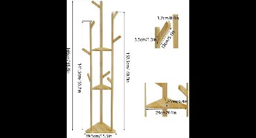 Staande kapstok - Kledingrek - Garderobekast - Garderobekast - Kledingorganizer - 163 cm x 35 cm x 35 cm - Bamboe