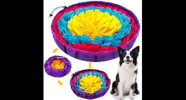 Snuffelmat voor Honden - Voedselsnuffelmat - Snuffelmat voor Puppy - Trainingsmat voor Langzame Voeding - Bevordert Natuurlijk Foerageergedrag en Stressverlichting - geel blauw roze rood