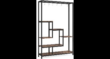 Plantenstandaard - Hoge Binnen Plantenplank - 5-Tier - 70.9 Inch Hoogte - Grote Metalen Plantenrek - Plantenrekken - Bloemenrek - Plantenstandaarden - Inclusief 10 Ophanghaken – Geschikt voor Tuinen en Interieur - Bruine Afwerking
