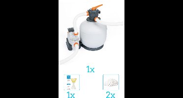 Bestway - Zandfilterpomp 58486 - 11.355 liter per uur inclusief Filterbollen (2 stuks) en Testrips