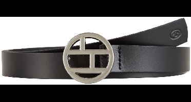 Tom Tailor - Leren riem met ronde gesp - Maat 95 - black uni