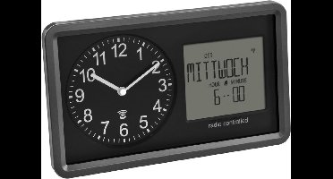 Analoge Radiografische Tafelklok Met Kalender - Senior Klok Met Alarm En Snooze Functie - Digitaal Display Voor Weekdag En Datum - Met Verlichting - Zwart