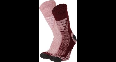 Xtreme Sockswear Wandelsokken - 2 Paar – Wandel Sokken Unisex – Katoen met Coolmax – Multi Burgundy – Maat 39/42