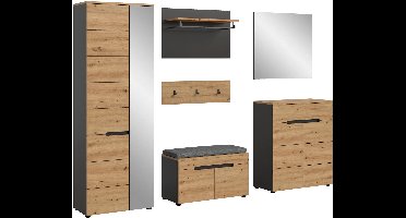 Canu garderobe opstelling C4 inclusief kussen eiken decor, grijs.