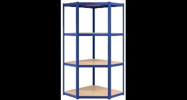 Opbergrek – Opbergkast – Stellingkast – Magazijnstelling – Opbergrek – 4 Lagen – Stalen Frame & Houten Planken – Extra Sterk & Gemakkelijk Te Monteren