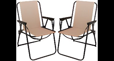 Redcliffs Klapstoel unica - 2x - beige - opvouwbaar - 75 x 38 cm - metaal/polyester - campingstoel / tuinstoel