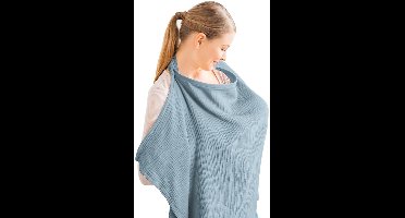 Musseline hoes voor een baby die borstvoeding krijgt, ademend, 100% katoen, Voedingshoes met stijve hoepel voor moeder, voedingsschort, multifunctionele kap voor autostoel, blauw