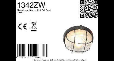 Mexlite plafonniere Lisanne - zwart - metaal - 17 cm - E27 fitting - 1342ZW