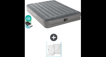 Intex Luchtbed - 2-Persoons - 152 x 203 x 30 cm - Grijs - Inclusief pomp en Hoeslaken