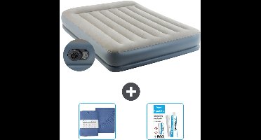 Intex Luchtbed - 2-Persoons - 152 x 203 x 30 cm - Grijs - Inclusief pomp - Hoeslaken en Reparatieset