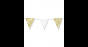 Glitter flags 16 x 20cm - Gold and white