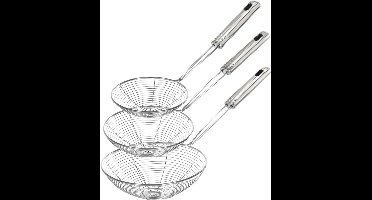 Zylo® Frituurschep - Schuimspaan - Frietschep - Zilver - 38cm x 16cm x 5cm