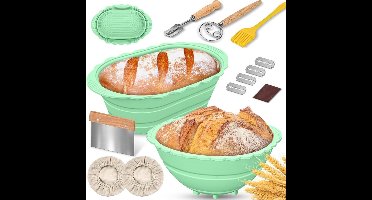 Zuurdesem Starter Set - Broodbak Met Rijsmand - Sourdough - Groen