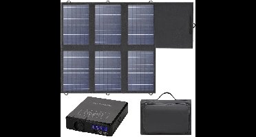Solar Powerbank - Powerstation - Draagbare - Krachtcentrale - met 60W - Opvouwbaar Zonnepaneel - USB-C Uitgang - voor Thuis - Tenten - Buiten - Kamperen - Noodsituaties - 41600Mah - 200W - 100-240V - 50/60Hz - Zwart