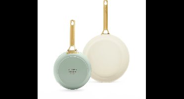 GreenPan Padova Keramische Antiaanbaklaag Koekenpannenset 2-delig - Ø 20-26cm - PFAS-vrij - Inductie pannenset - Inductie Koekenpan - Inductie koekenpan - Ovenbestendig tot 200°C - Vaatwasserbestendig - RVS handgrepen - zonder deksels - Muntgroen