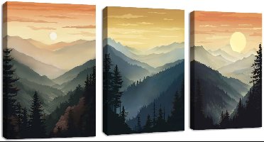 Boraboi® Drie Delige Boho Canvas Kunstwerk Set voor Sfeervolle Slaapkamer en Woonkamer Decoratie