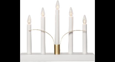 Star Trading Witte kandelaar 'Lilja' met gouden details, 5-lichts, vervangbare E10-lampen, B 30 cm