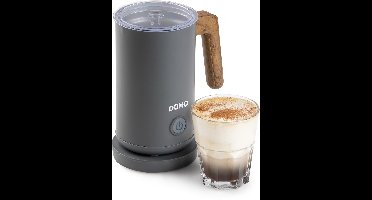 DOMO DO745MF “Wood You” Elektrische Melkopschuimer - Melkklopper - Warm en Koud Opschuimen - Mat Grijs - PFAS-vrij - Houtlook afwerking