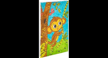 Schilderen op nummer voor kinderen | Thema dieren - Aapje | Afmeting A4 | inclusief verf + penseel