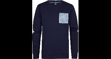 Petrol Industries - Jongens Backprint Sweater Surfviewstone - Blauw - Maat 128