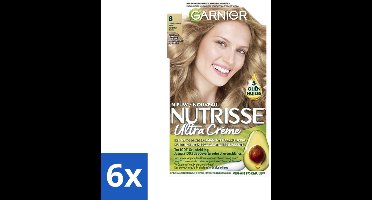 Garnier - Nutrisse Ultra Crème 8 - Haarkleuring - Lichtblond - Intens Voedend - Permanente Kleur - Voordeelverpakking - 6 stuks