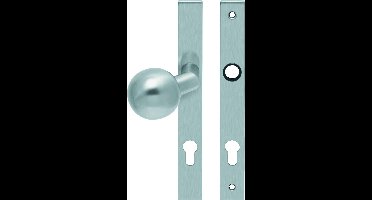 Knop/krukschild smal rechthoek LS rvs mat blind