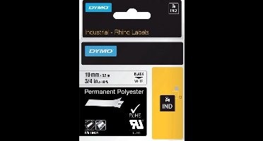 Labeltape DYMO IND RHINO 18765 Polyester Tapekleur: Wit Tekstkleur:Zwart 19 mm 5.5 m