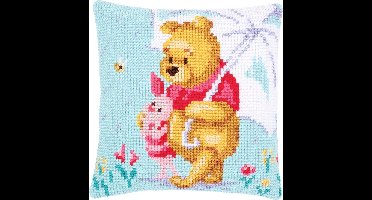Vervaco - Kruissteekkussen kit - Disney Winnie in de regen - PN-0172780 - Borduren - Borduurpakket - Borduurpakket volwassenen - Borduurpakket kind